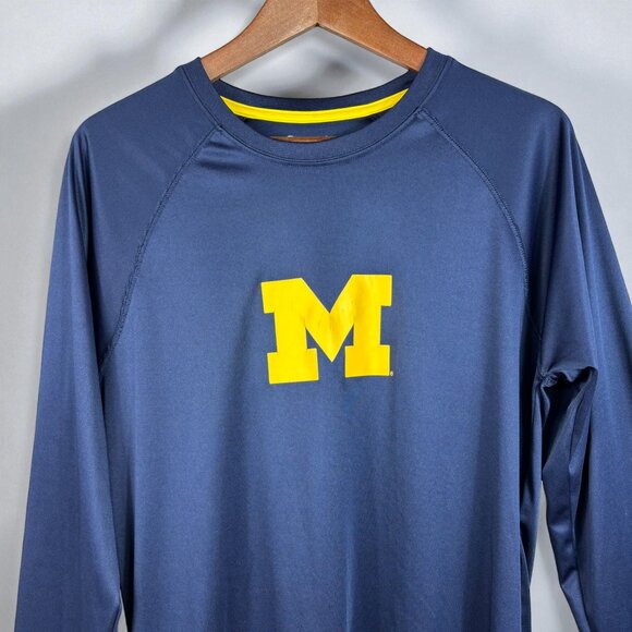 Champion Michigan Wolverine Long Sleeve Shirt - Size Medium Blue Maize Unisex - Picture 2 of 8